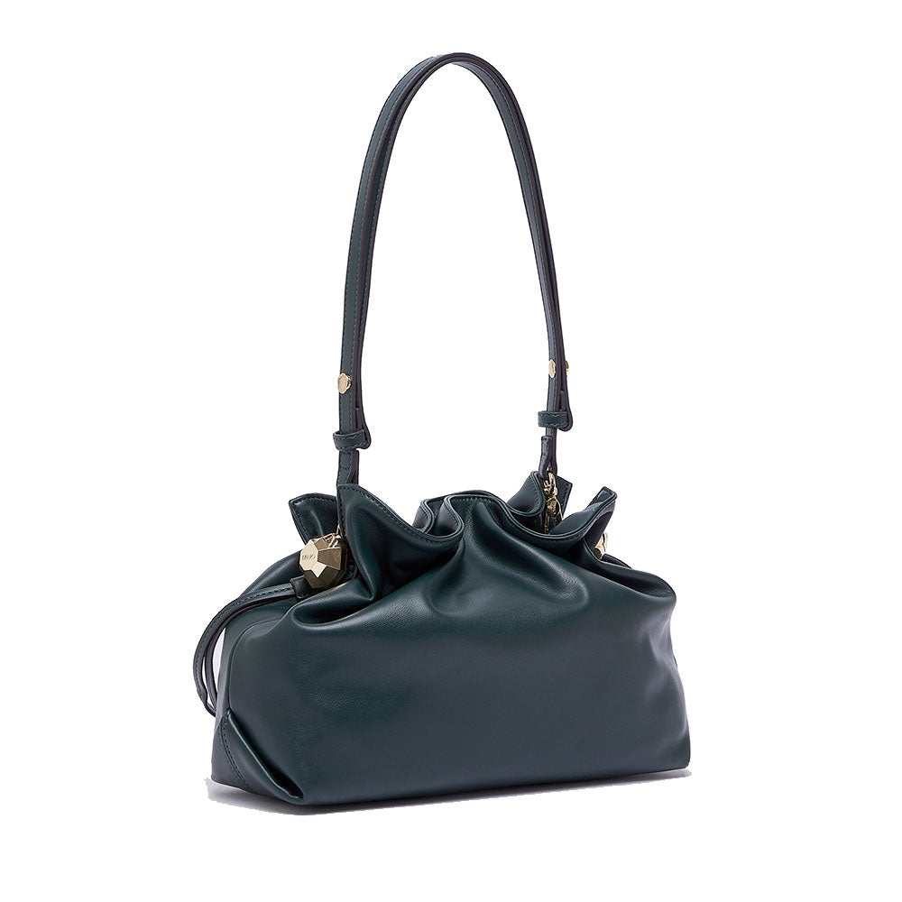 LIU JO Damen-Schultertasche Riccy Medium aus glattem Kunstleder in Waldgrün