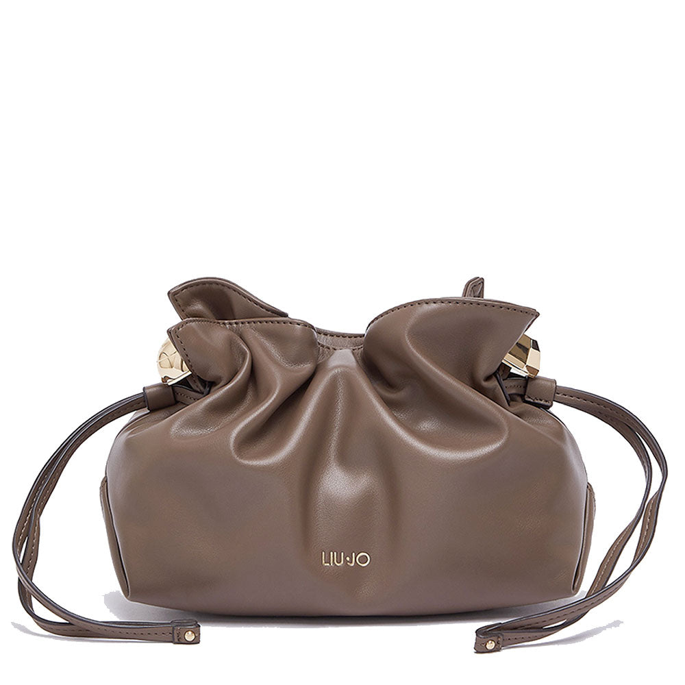 Borsa Donna a Spalla Small LIU JO linea Riccy in Ecopelle Liscia Moka Scuro