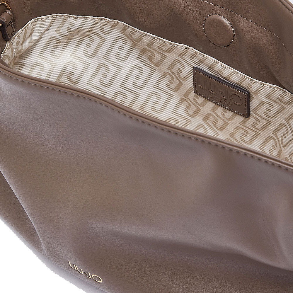 Borsa Donna a Spalla Small LIU JO linea Riccy in Ecopelle Liscia Moka Scuro