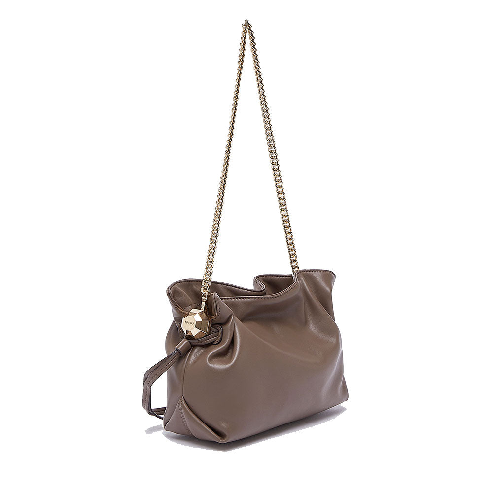 Borsa Donna a Spalla Small LIU JO linea Riccy in Ecopelle Liscia Moka Scuro