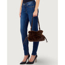 Borsa Donna a Spalla Small LIU JO linea Riccy in Faux Fur Marrone Scuro