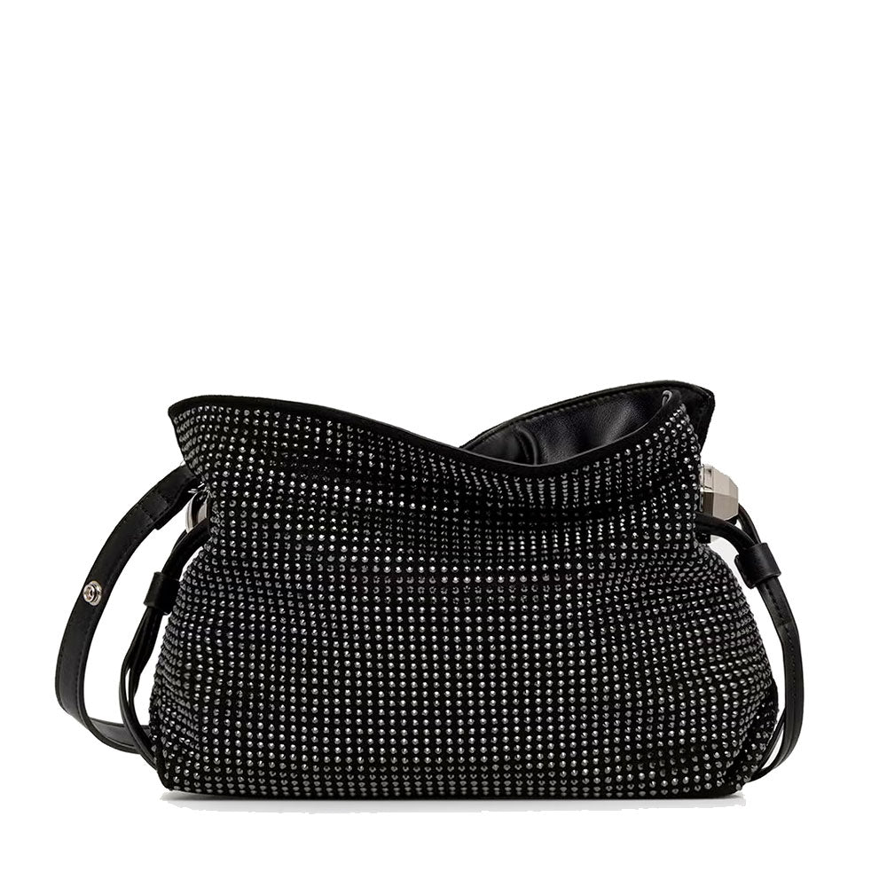 Borsa Donna a Spalla Small LIU JO linea Riccy in Microfibra Nera con Strass