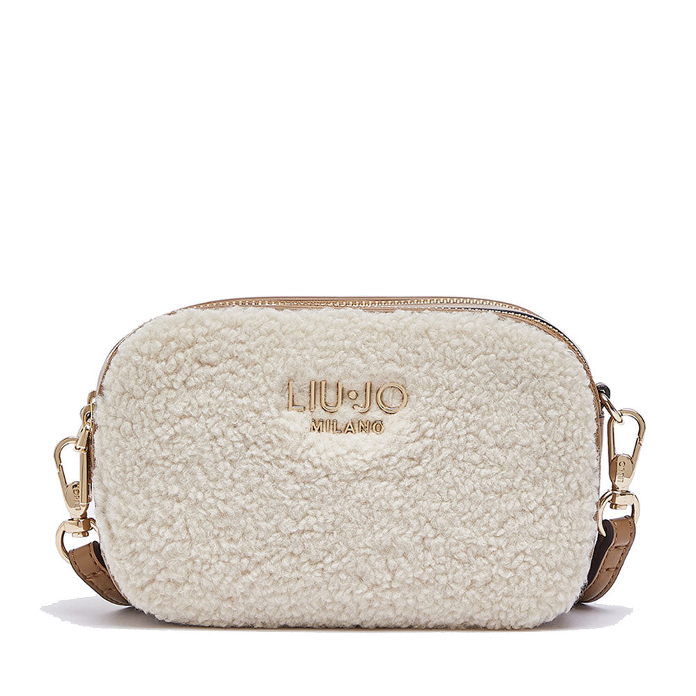 Borsa Donna a Tracolla Small LIU JO in Tessuto effetto Teddy color Crema
