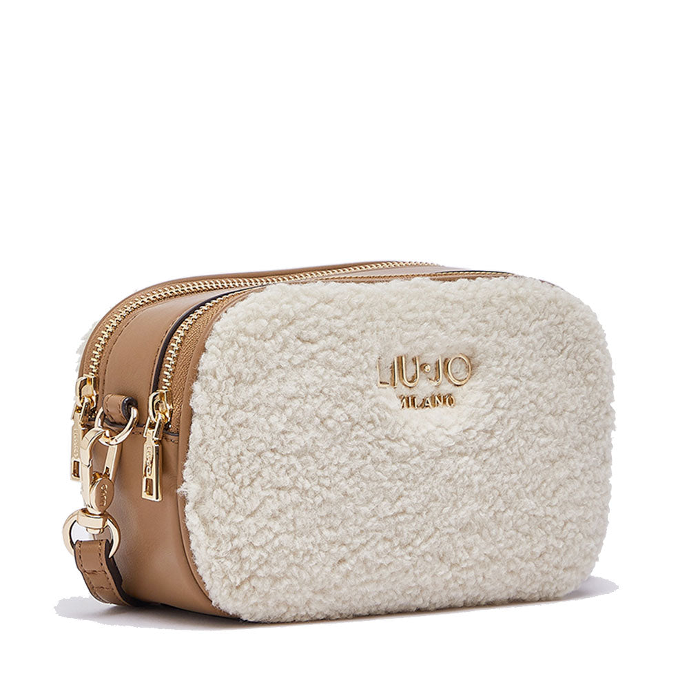 Borsa Donna a Tracolla Small LIU JO in Tessuto effetto Teddy color Crema