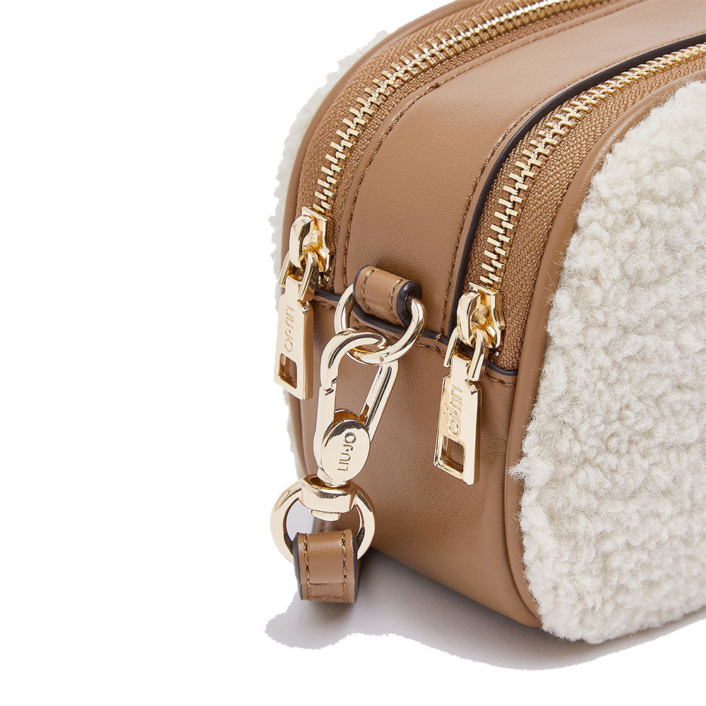 Borsa Donna a Tracolla Small LIU JO in Tessuto effetto Teddy color Crema