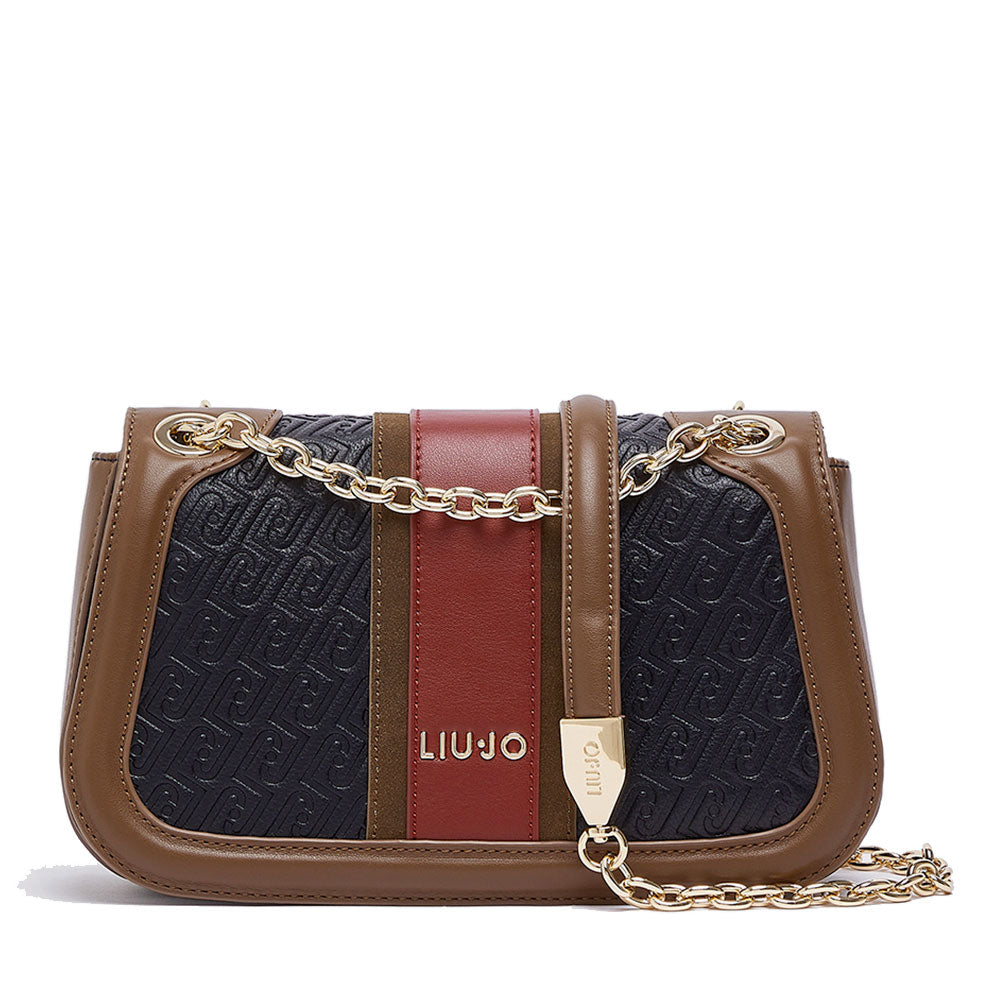 Borsa Donna a Tracolla LIU JO Nera con Logo Embossed All Over