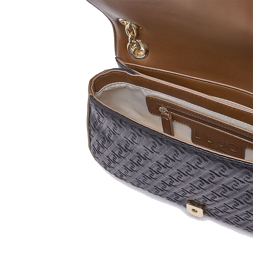 Borsa Donna a Tracolla LIU JO Nera con Logo Embossed All Over