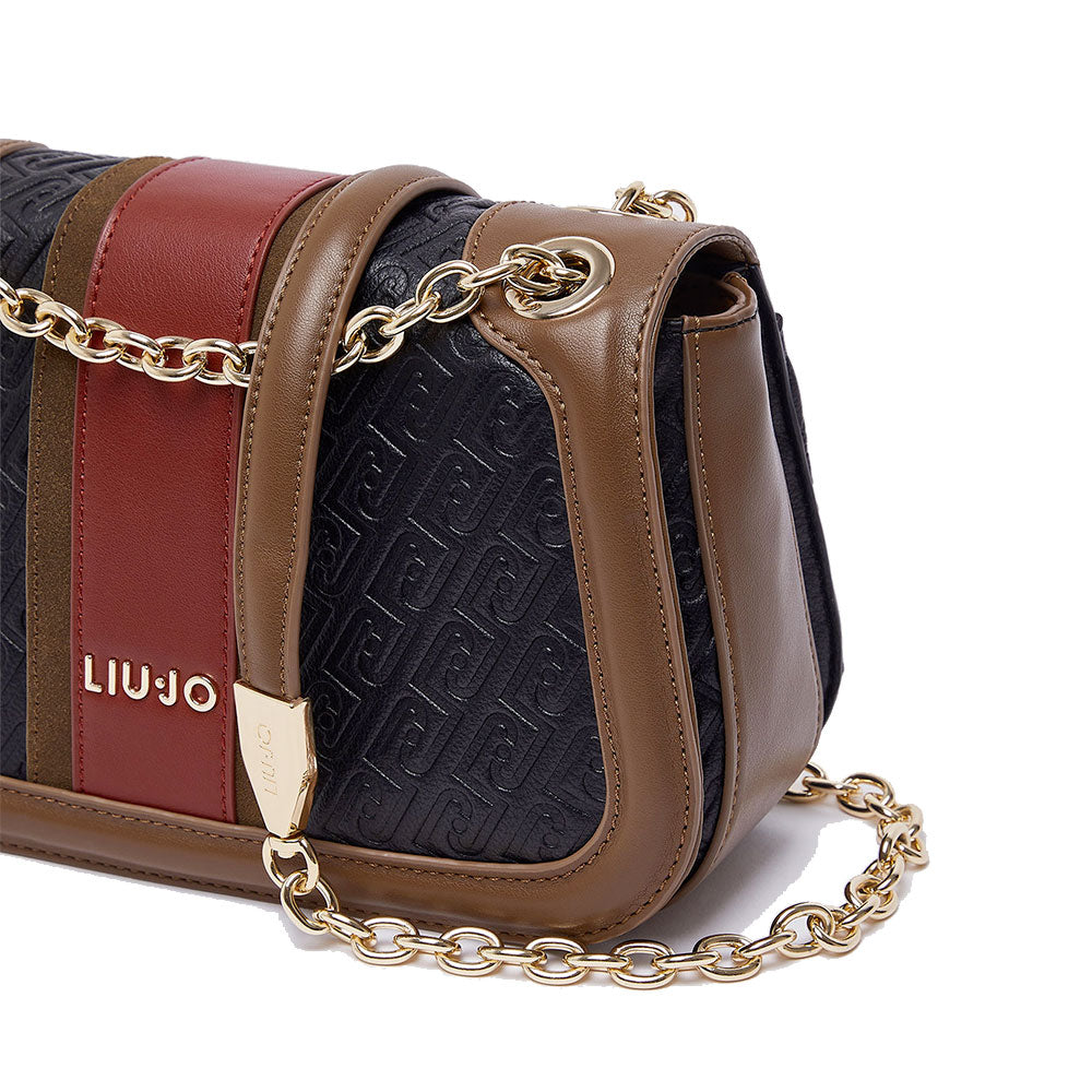 Borsa Donna a Tracolla LIU JO Nera con Logo Embossed All Over
