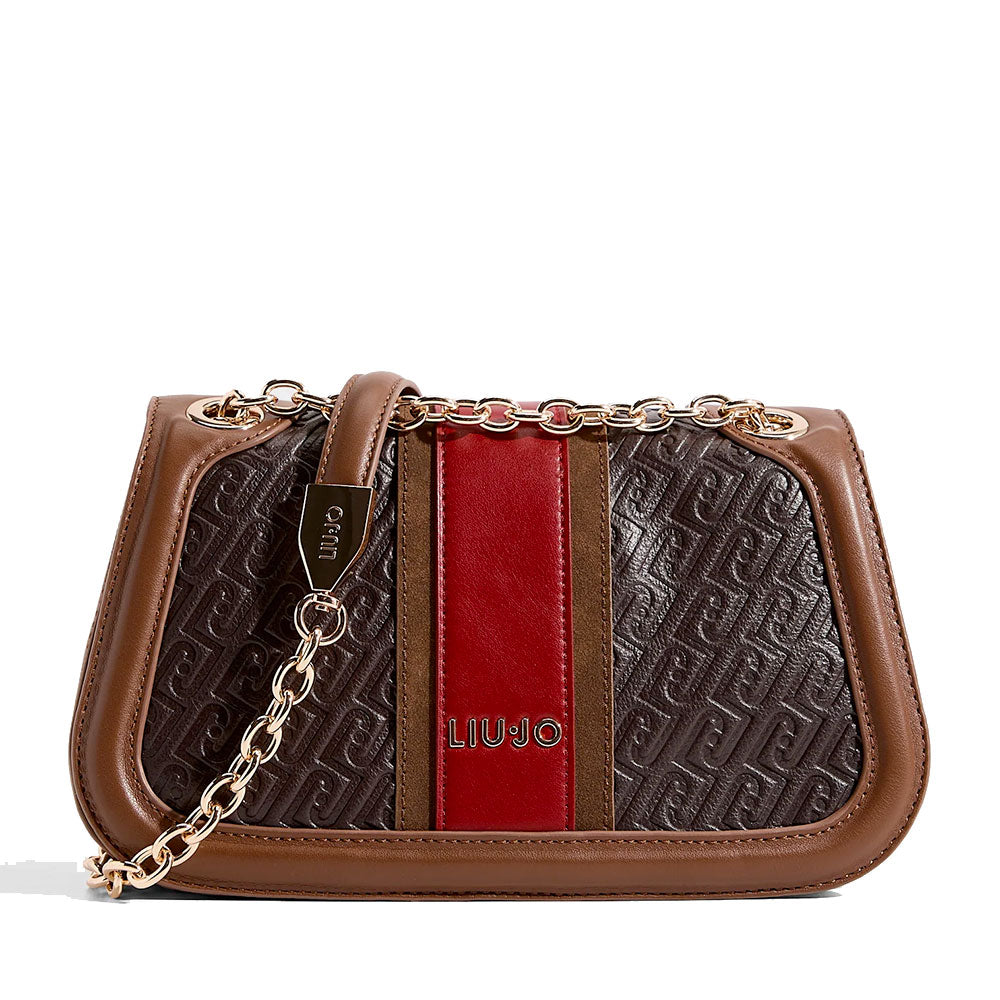 Borsa Donna a Tracolla LIU JO Marrone Scuro con Logo Embossed All Over