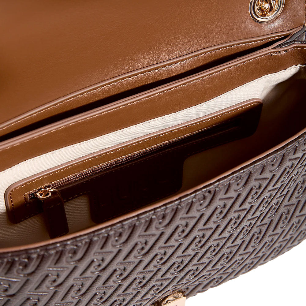 Borsa Donna a Tracolla LIU JO Marrone Scuro con Logo Embossed All Over