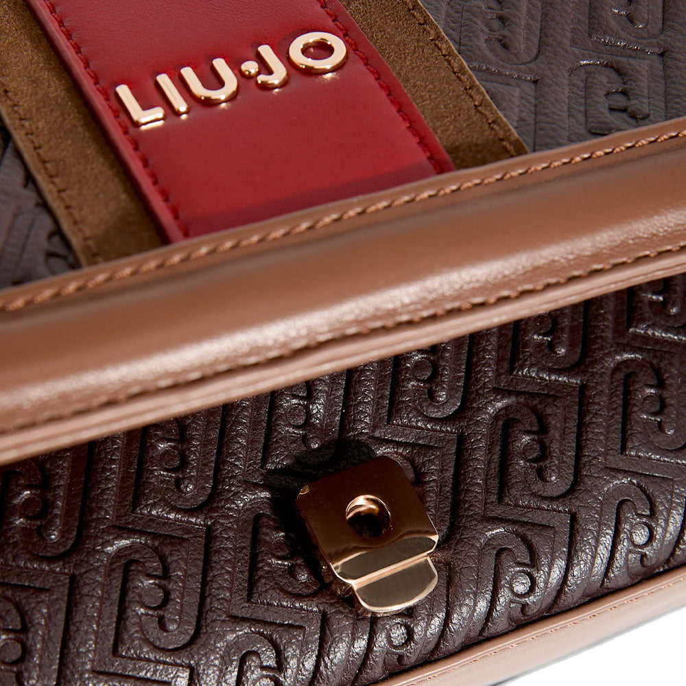 Borsa Donna a Tracolla LIU JO Marrone Scuro con Logo Embossed All Over