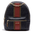 Zaino Donna LIU JO in Ecopelle Nera con Logo Embossed All Over