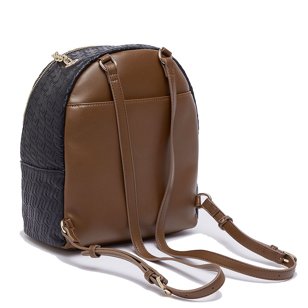 Zaino Donna LIU JO in Ecopelle Nera con Logo Embossed All Over