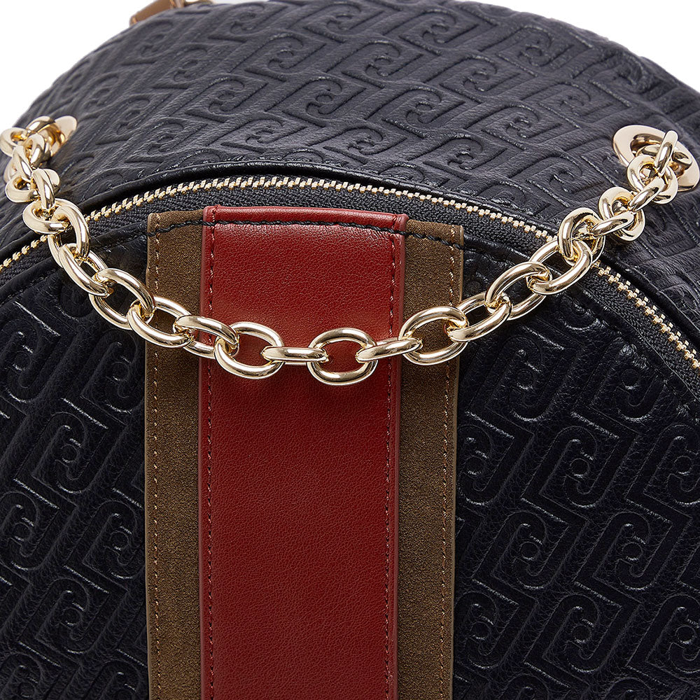 Zaino Donna LIU JO in Ecopelle Nera con Logo Embossed All Over