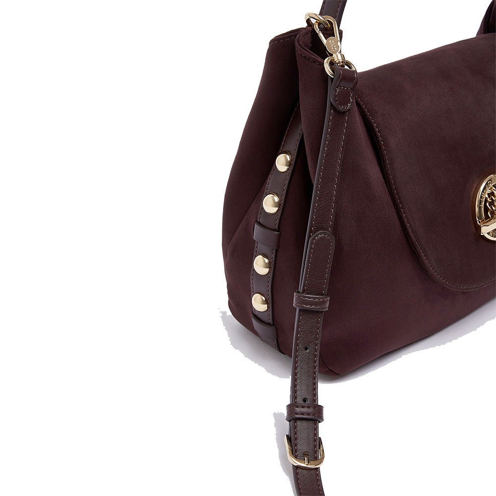 Borsa Donna a Spalla Media LIU JO in Tessuto effetto Camoscio color Melanzana