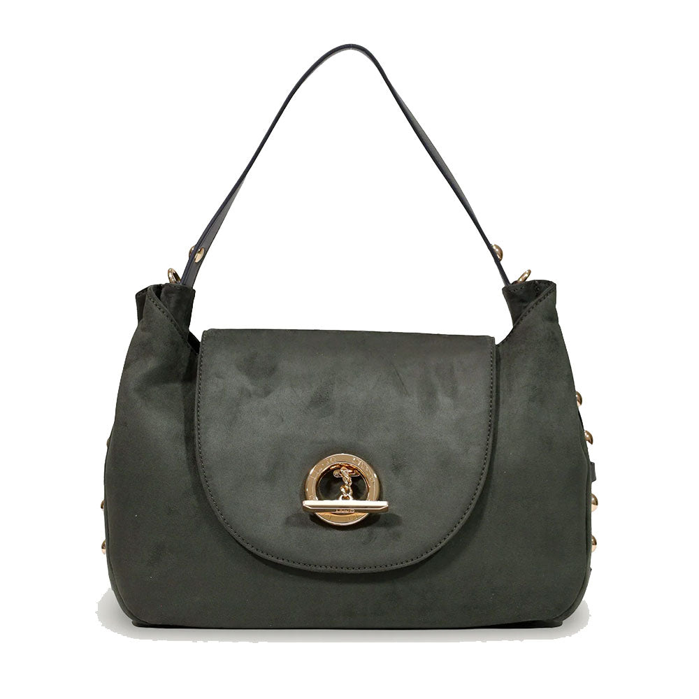 Borsa Donna a Spalla Media LIU JO in Tessuto effetto Camoscio Verde Foresta
