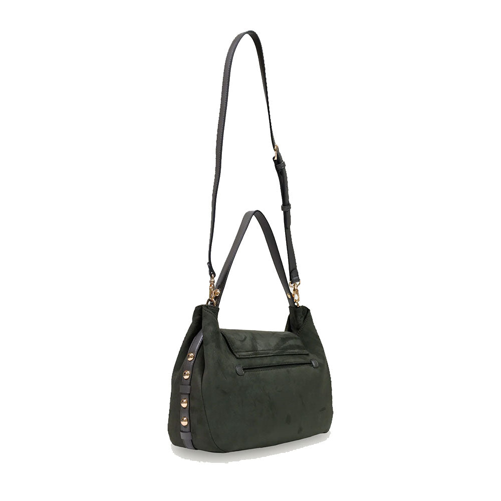 Borsa Donna a Spalla Media LIU JO in Tessuto effetto Camoscio Verde Foresta