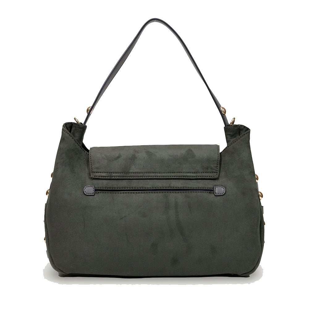 Borsa Donna a Spalla Media LIU JO in Tessuto effetto Camoscio Verde Foresta