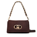 Borsa Donna a Spalla LIU JO linea La Puffy Media in Microfibra effetto Camoscio con inserti Trapuntati Marrone Scuro