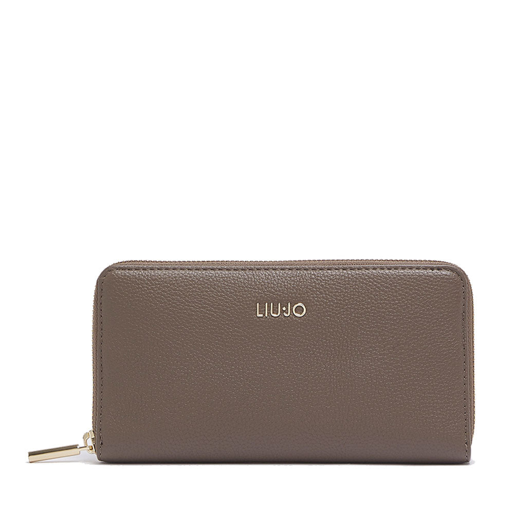 Portafoglio Donna Zip Around LIU JO effetto Bottalato Moka Scuro