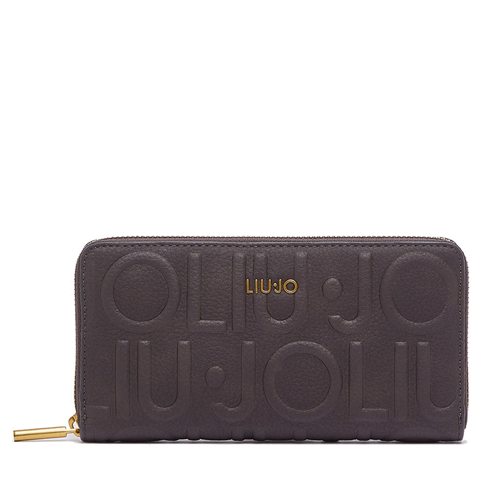 Portafoglio Donna Zip Around LIU JO Marrone Scuro con Logo Embossed