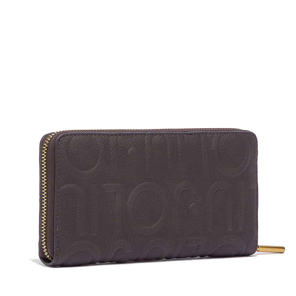 Portafoglio Donna Zip Around LIU JO Marrone Scuro con Logo Embossed