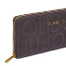 Portafoglio Donna Zip Around LIU JO Marrone Scuro con Logo Embossed