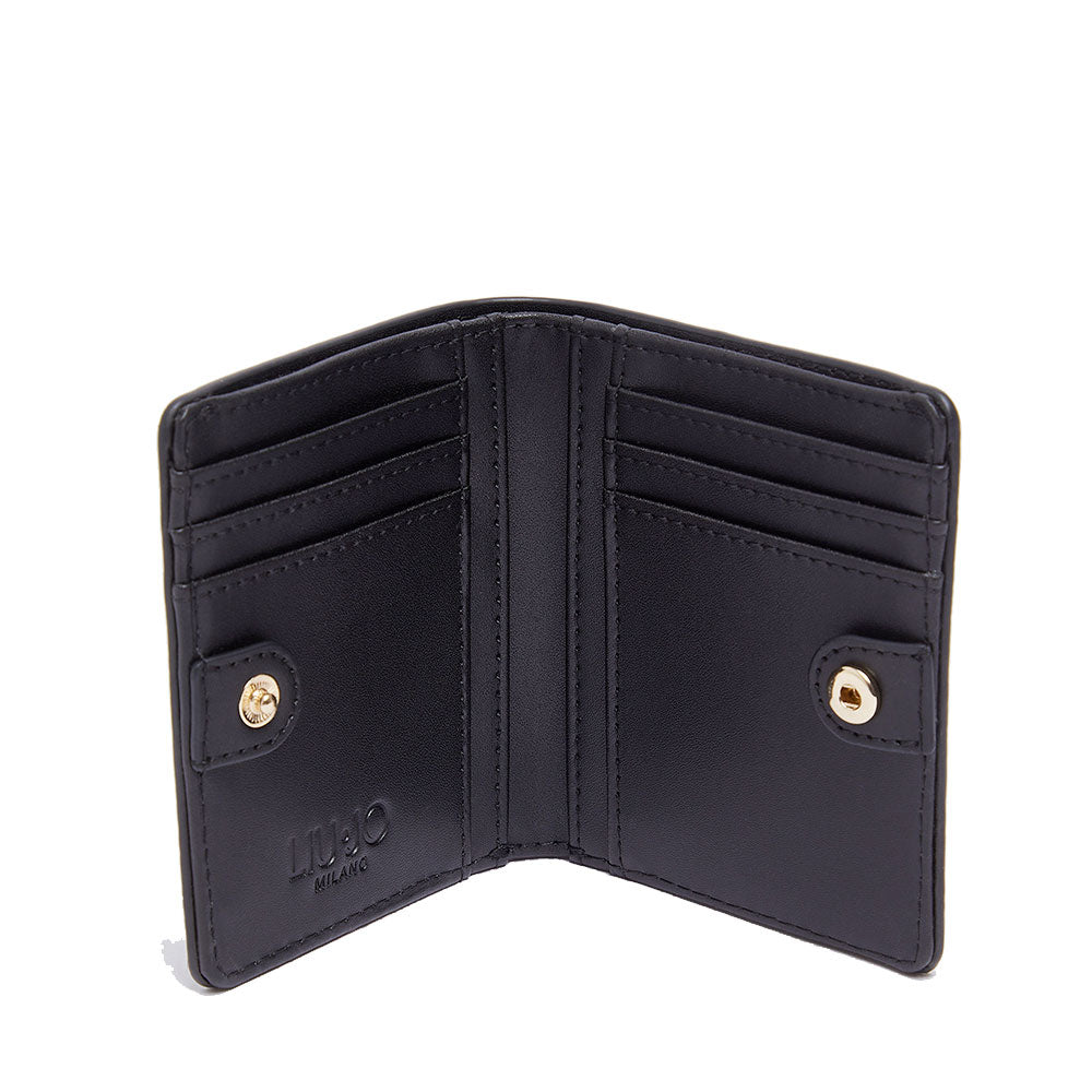 Portafoglio Mini Donna con Bottone LIU JO effetto Bottalato Nero