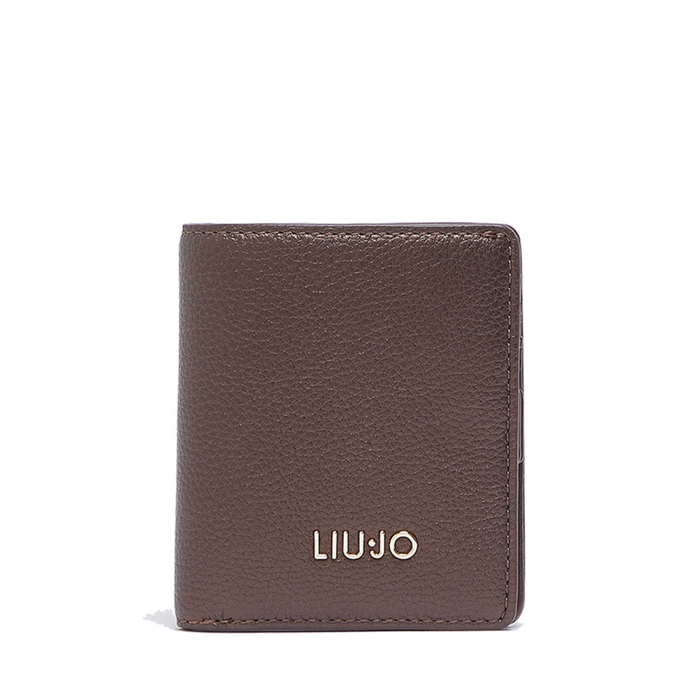 Portafoglio Mini Donna con Bottone LIU JO effetto Bottalato Metallizzato Testa di Moro