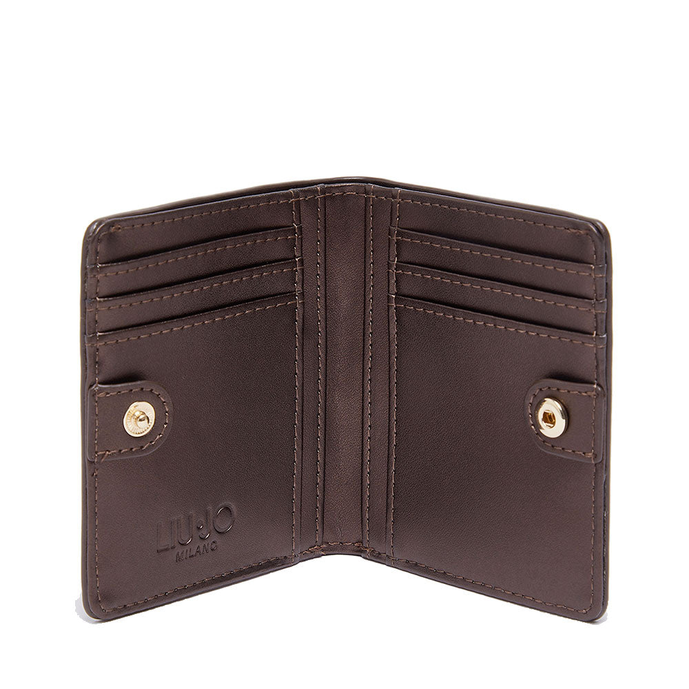 Portafoglio Mini Donna con Bottone LIU JO effetto Bottalato Metallizzato Testa di Moro