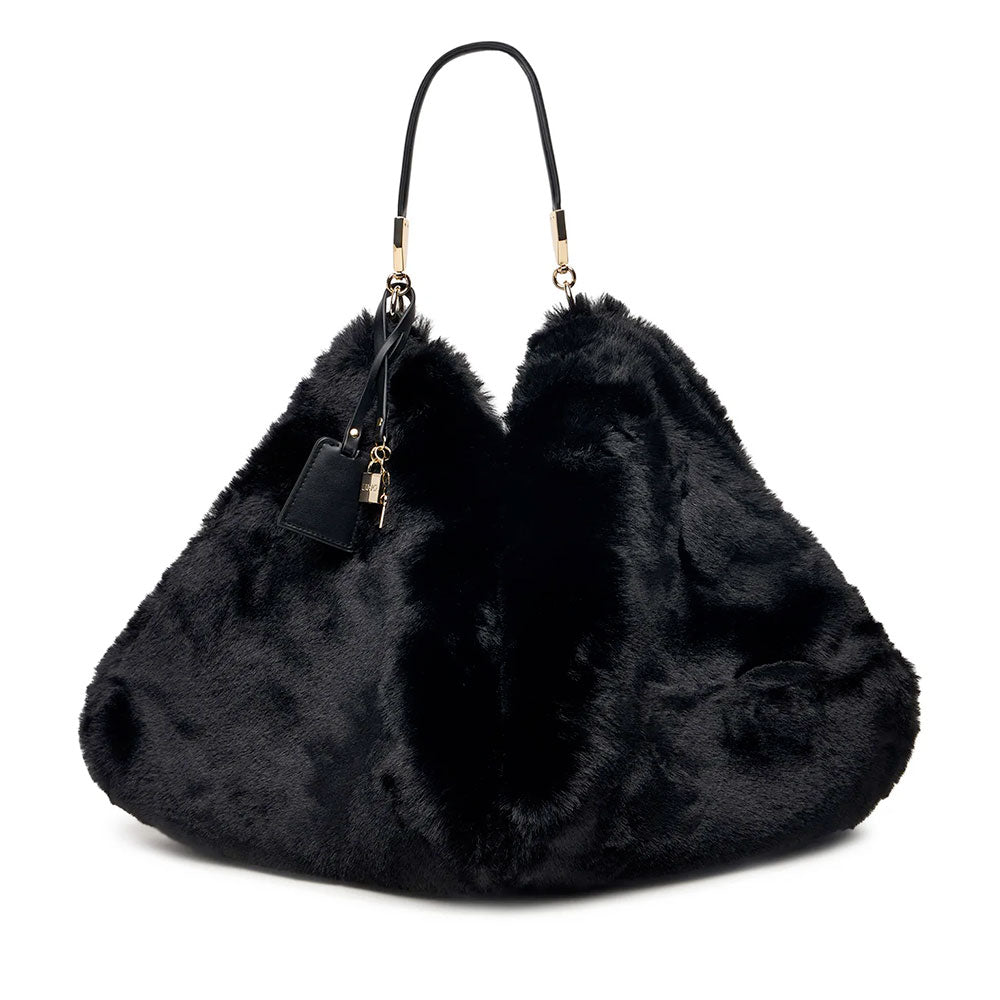 Maxi Borsa Donna a Spalla LIU JO in Pelliccia Sintetica Nera