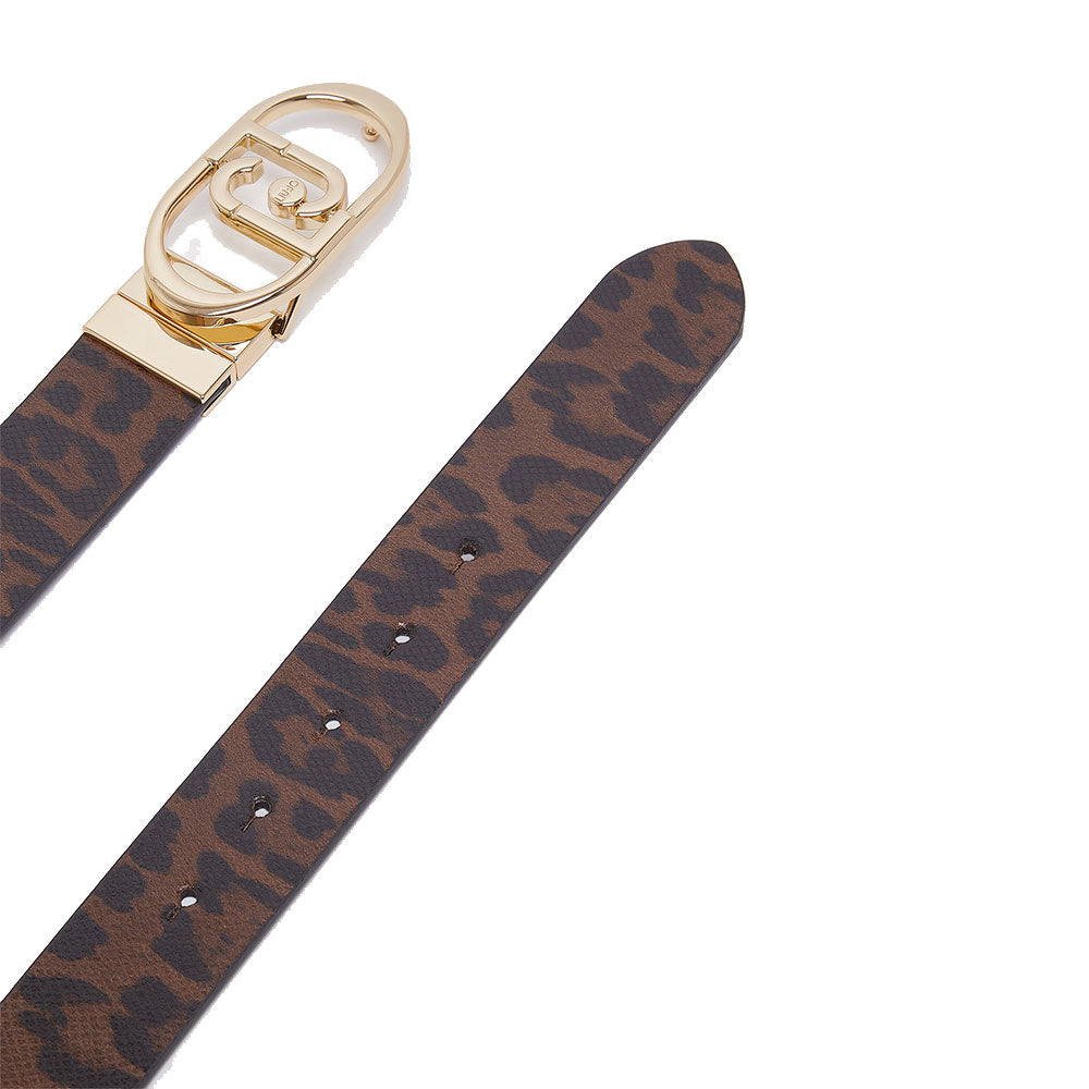 Cintura Donna Reversibile h 3.5 cm LIU JO stampa Animalier e Nero