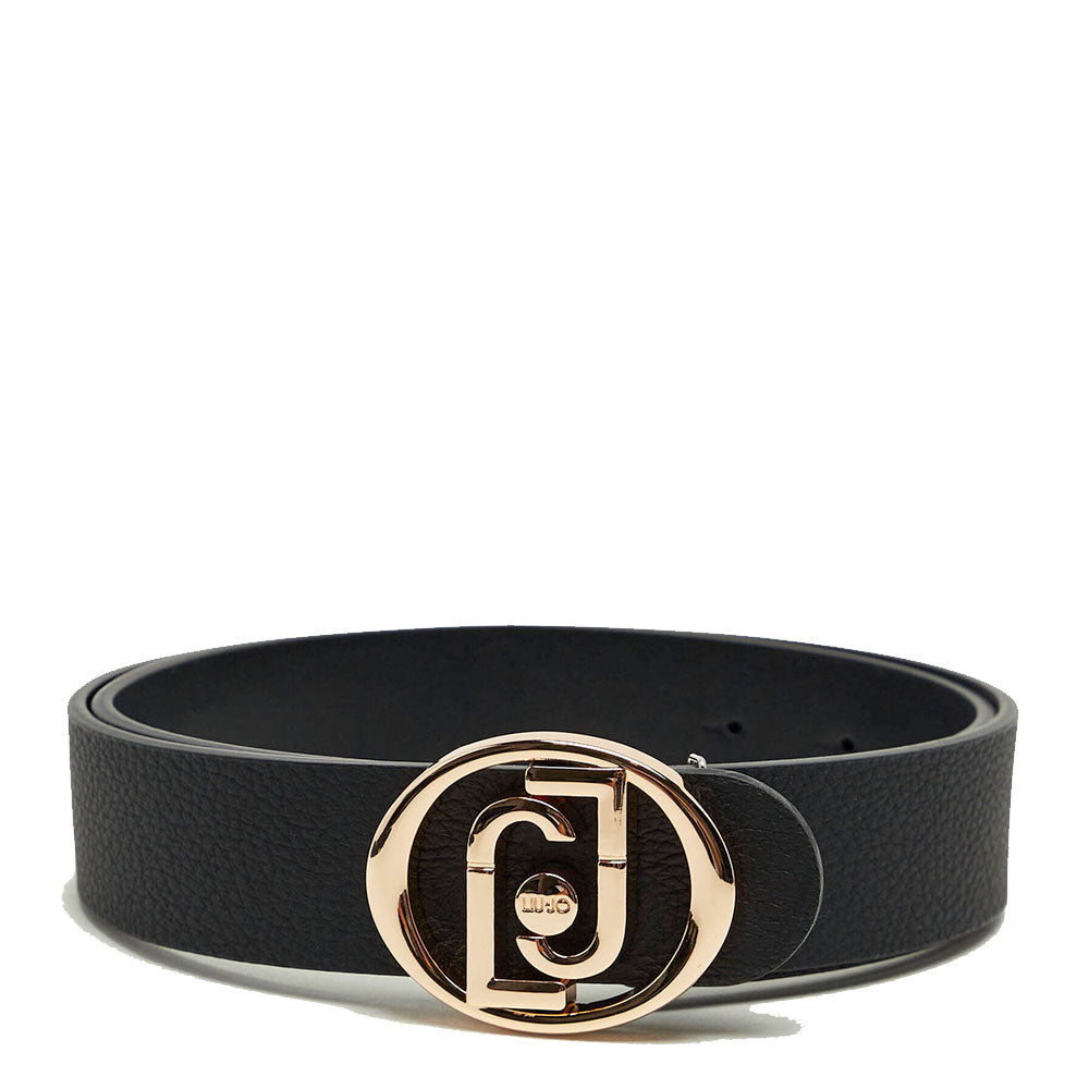 Cintura Donna Reversibile h 3 cm LIU JO Ecopelle Bottalata e Liscia Nera