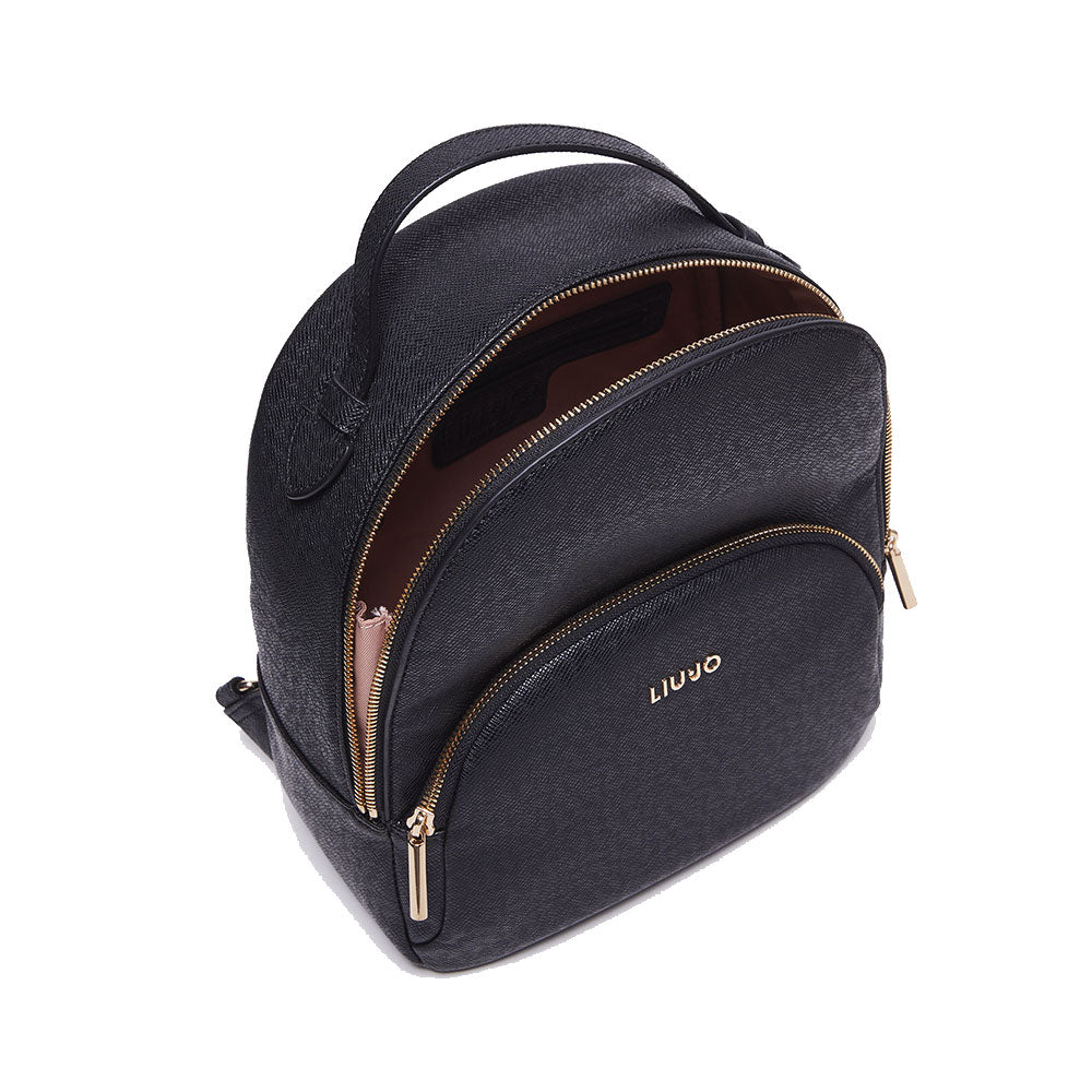 LIU JO Damen Rucksack mit Saffiano Print in Schwarz