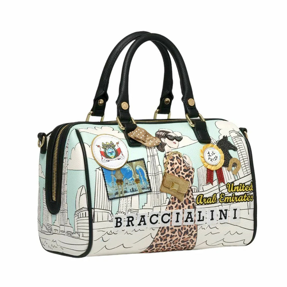 Bauletto Donna BRACCIALINI linea Cartoline stampa Emirati Arabi