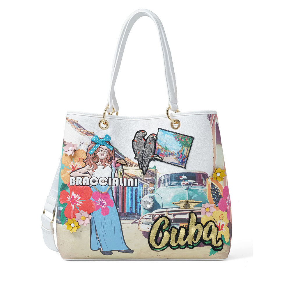 Shopping Bag BRACCIALINI linea Cartoline stampa Cuba