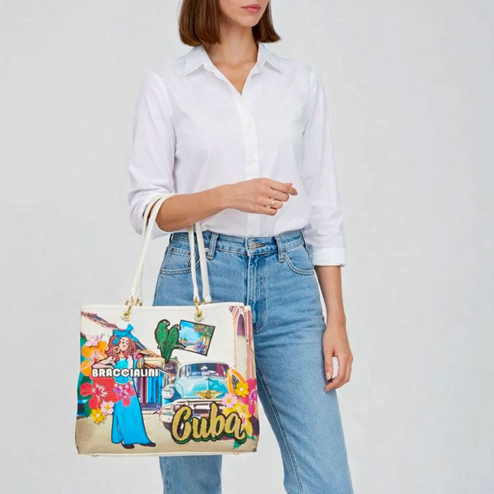 Shopping Bag BRACCIALINI linea Cartoline stampa Cuba