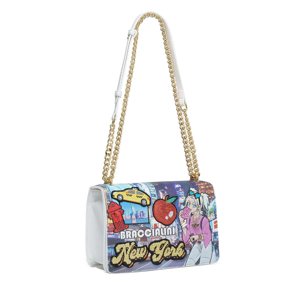 Borsa Donna a Spalla e Tracolla BRACCIALINI linea Cartoline stampa New York