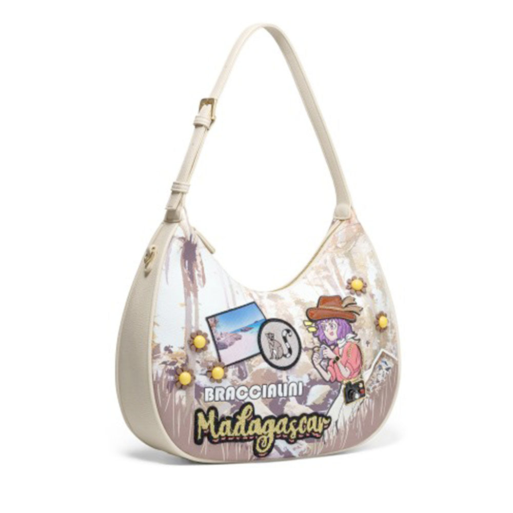 Hobo Bag Donna BRACCIALINI linea Cartoline stampa Madagascar