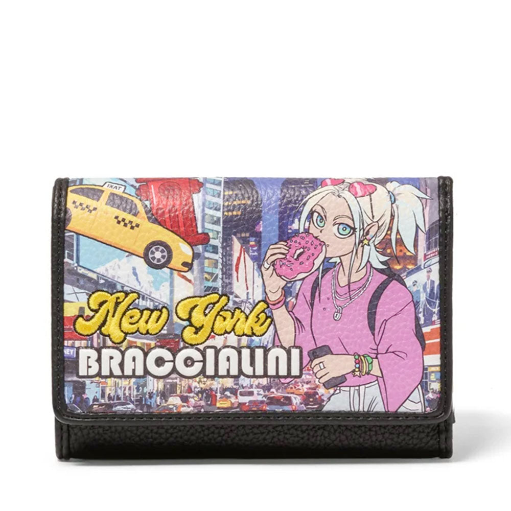Portafoglio Donna Medio con Bottone BRACCIALINI linea Cartoline stampa New York