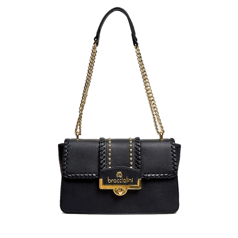 Borsa Donna a Spalla e Tracolla BRACCIALINI linea Ribbon Nera