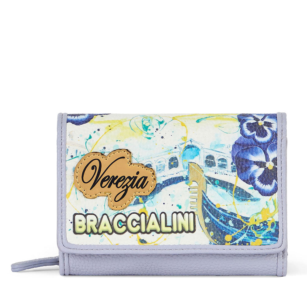 Portafoglio Donna Medio con Bottone BRACCIALINI linea Cartoline stampa Venezia