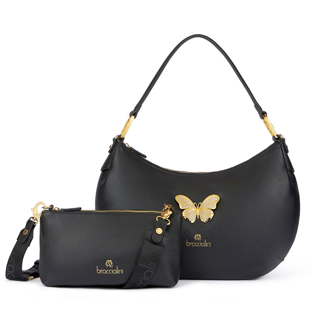 Borsa Donna Mezzaluna a Spalla BRACCIALINI linea Beth Jewels Nera