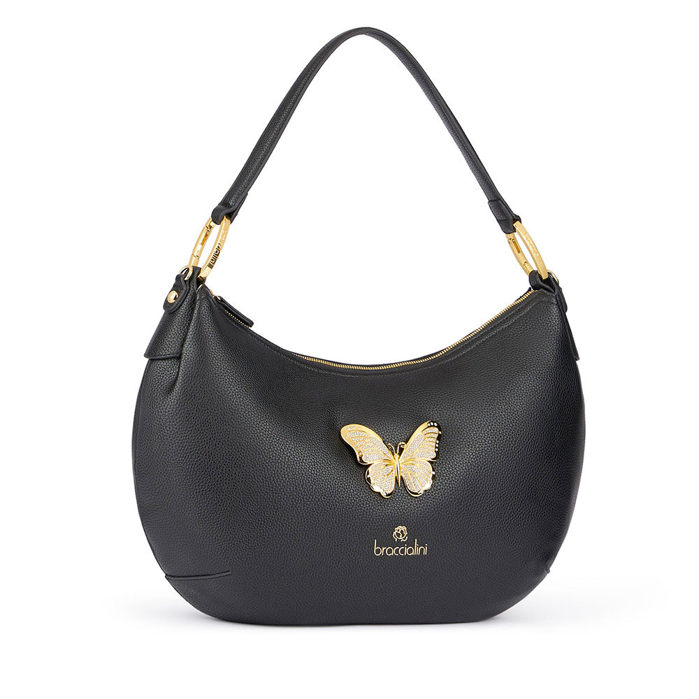 Borsa Donna Mezzaluna a Spalla BRACCIALINI linea Beth Jewels Nera