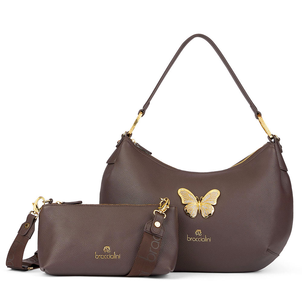 Borsa Donna Mezzaluna a Spalla BRACCIALINI linea Beth Jewels Marrone