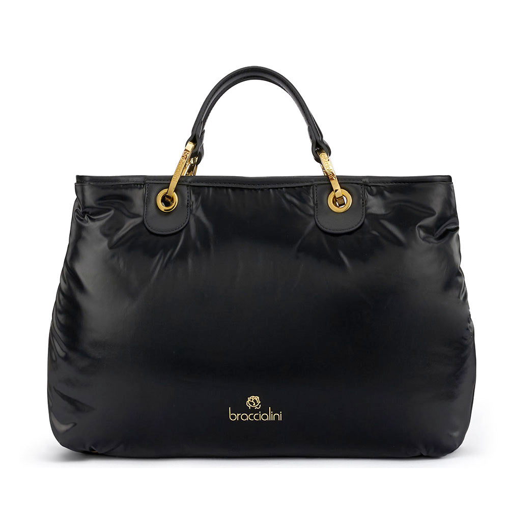 Borsa Donna a Mano Media BRACCIALINI linea Beth Puffy in Nylon Nero