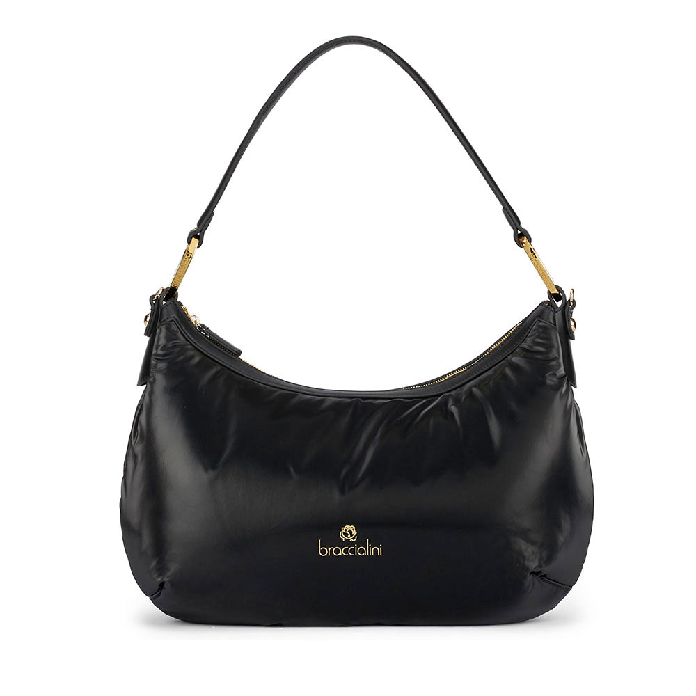 Borsa Donna a Spalla BRACCIALINI linea Beth Puffy in Nylon Nero