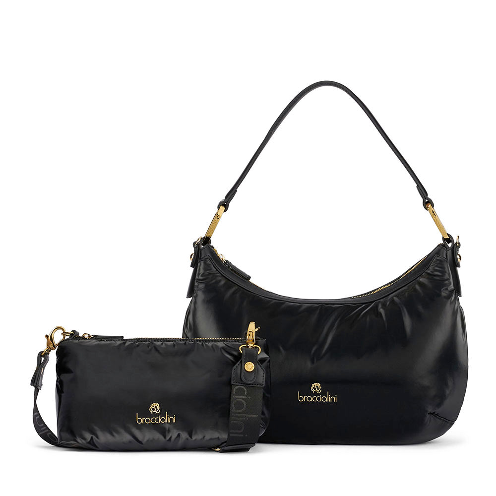 Borsa Donna a Spalla BRACCIALINI linea Beth Puffy in Nylon Nero