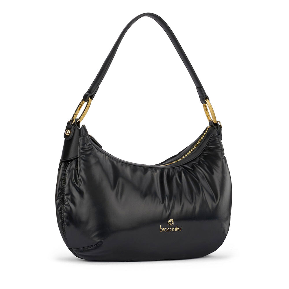 Borsa Donna a Spalla BRACCIALINI linea Beth Puffy in Nylon Nero