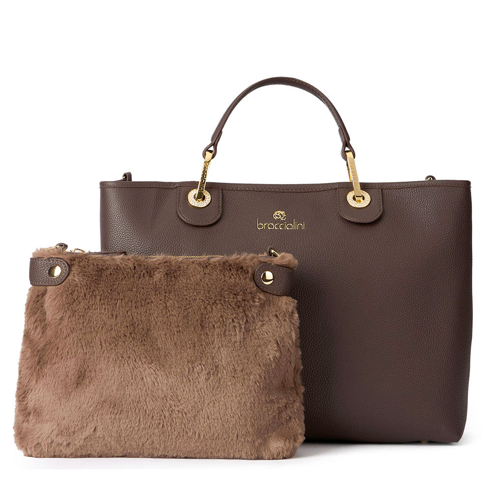 Borsa Donna a Mano Large BRACCIALINI linea Beth Marrone